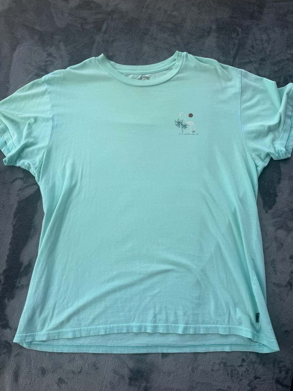 Billabong Skeleton Flamingo Graphic Tee Mint Green Large